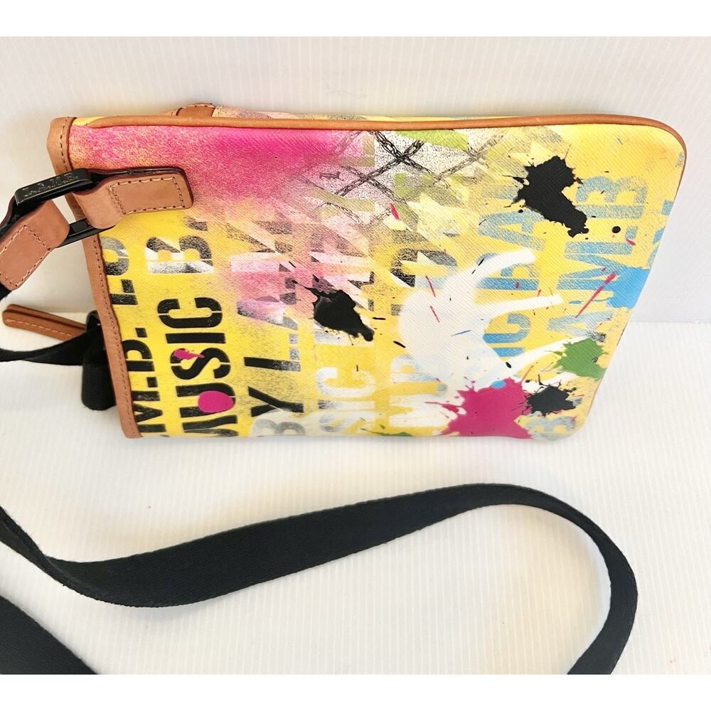 L.A.M.B. Gwen Stefani Graffiti Splatter Crossbody Bag Coated Canvas Leather Y2K - Picture 9 of 13